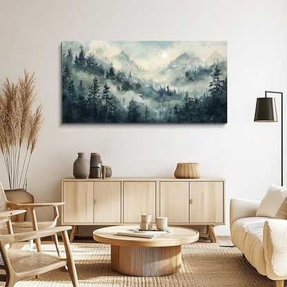 KELIYUAN Large Natural Landscape Wall Art For Dining Room Apartment Misty Forest Landscape Painting Wall Decoration Living Room Bedroom Office Artwork Pictures Home Decoration Aesthetics 30x60 In