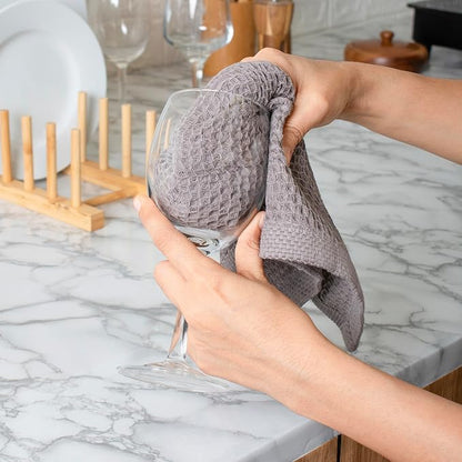 Cotton Waffle Weave Kitchen Wash Cloths - Pack of 8 (12x12 Inches) | Ultra Soft, Absorbent Dish Rags | Quick Dry, Dish Cloth & Dish Rags - Taupe/Grey (Kitchen Essentials)