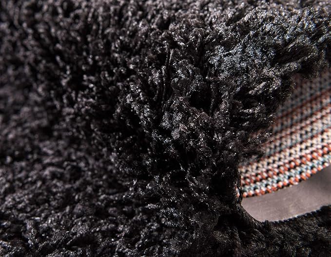 Unique Loom Solid Shag Collection Area Rug (9' x 12' Rectangle, Jet Black)