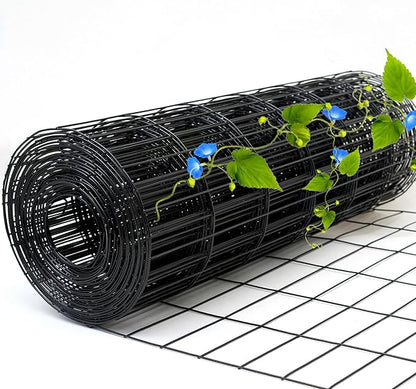 Black Metal Garden Fence, 72inch(H) x 100ft(L), 2 inch x 3 inch,14GA 2/3/4/5/6 Ft Tall Chicken Wire PVC Coated Welded Wire Mesh Roll for Dogs Border Yard Vegetable Plant Protection Poultry Netting