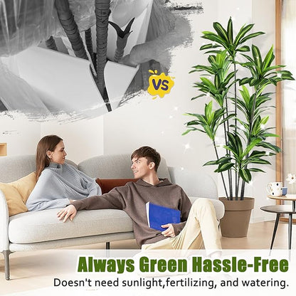 Dracaena Artificial Plant Indoor 6FT - Large Tropical Fake Tree with Lifelike Leaves - Tall Faux Floor Plant in Pot - Artificial Dracaena Tree Indoor for Home Office Living Room Decor