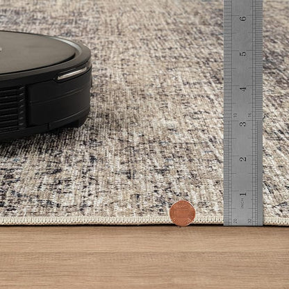 Bloom Rugs Caria Washable Non-Slip 12 ft Runner - Beige Brown/Teal Traditional Runner for Entryway, Hallway, Bathroom, and Kitchen - Exact Size: 2'6" x 12'