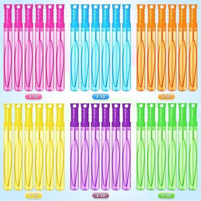 Bubble Wand, 60 Pcs Bubble Wands Bulk in 6 Colors, Bubble Party Favors for Kids, Summer Toys, Indoor Outdoor Activity, Themed Birthday, Wedding, for Girls & Boys