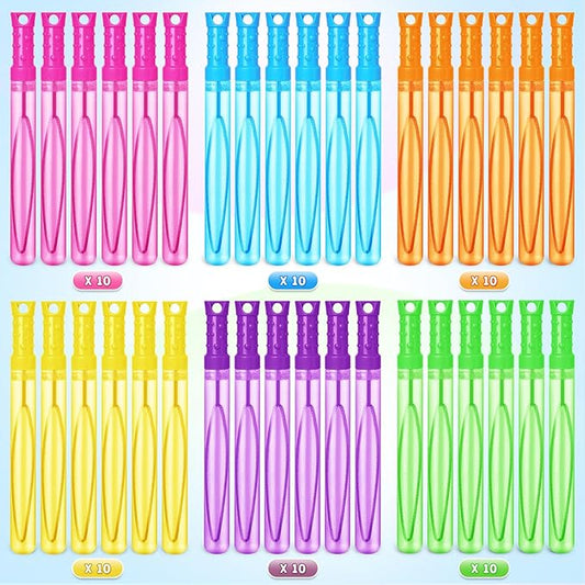 Bubble Wand, 60 Pcs Bubble Wands Bulk in 6 Colors, Bubble Party Favors for Kids, Summer Toys, Indoor Outdoor Activity, Themed Birthday, Wedding, for Girls & Boys