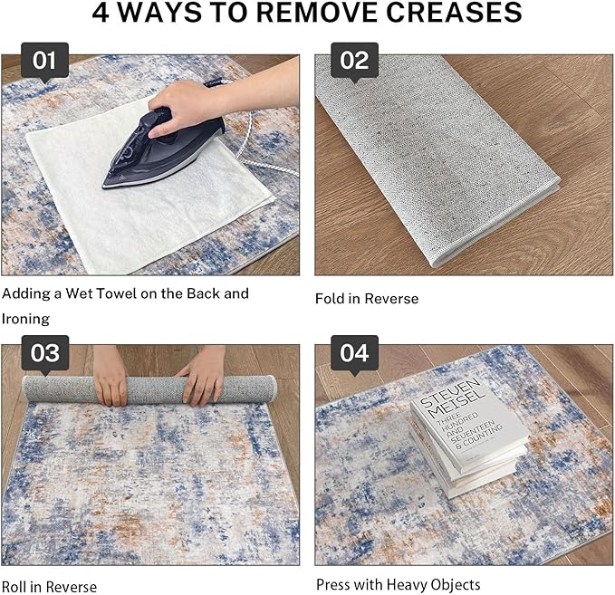 Modern Abstract Runner Rug 2x6, Grey Blue Orange Multi Washable Kitchen Runner Non-Slip Soft Hallway Rug Runner Thin Print Faux Wool Carpet for Entryway Bedroom Laundry Room Indoor Home Decor