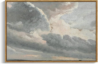 InSimSea Framed Canvas Wall Art, Landscape Wall Art, Study of Clouds Painting, Modern Farmhouse Decor, Rustic Wall Decor for Living Room, Bedroom, Office, 24"x36"