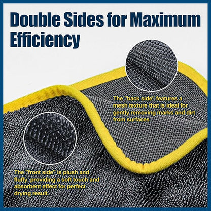 Airlab Microfiber Towels for Cars Wash Drying Extra Large Super Absorbent Cleaning Cloth Auto Detailing Ultra Soft, Lint-Free, Streak-Free, 35 x 24 Inch, Pack of 1, Grey-Yellow, 600 GSM