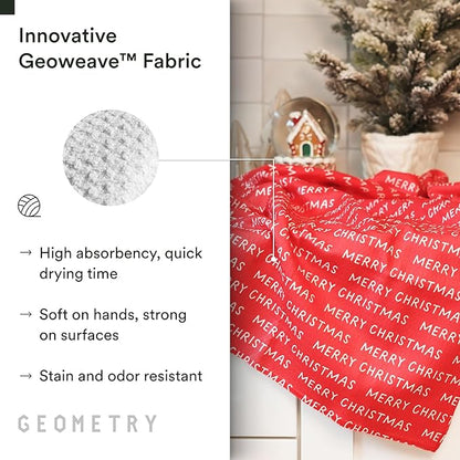 GEOMETRY Bar Towels for Kitchen Premium Towels for Cleaning Dishes & Glassware - Absorbent & Fast Drying Kitchen Towels - Merry Green, 12" x 14" - 1-Piece