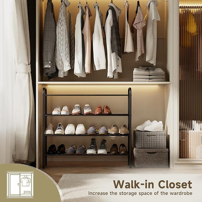 4-Tier Metal Shoe Rack, Free Standing Shoe Storage Rack for Entryway, Closet and Hallway (Black, 4-Tier)