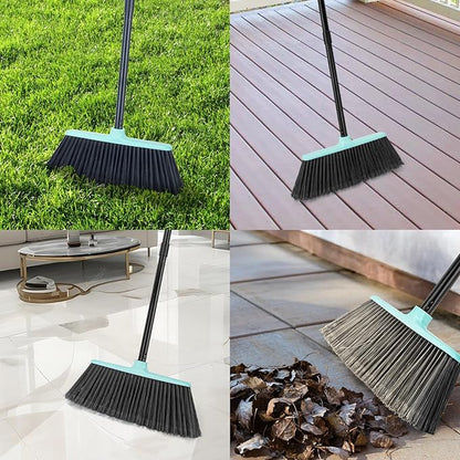 KeFanta Outdoor/Indoor Broom for Floors, 53" Long Handle Angle Broom for Sweeping Indoor Concrete Courtyard Garage Patio Home Kitchen Office Lobby