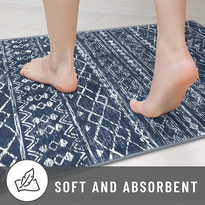 KUTA Area Rug 5x7 Navy Blue, Washable Boho Large Living Room Moroccan Rugs Non-Slip, Ultra Soft Geometric Traditional Farmhouse Carpet for Dining Room Bedroom Dorm Office Home Décor
