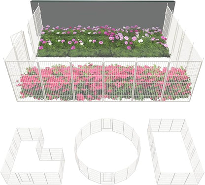 FXW Garden Fence Outdoor for The Yard – 45in(H) x 36.4ft(L) Heavy Duty Metal Animal Barrier for Dog and Rabbit, Decorative Dog Fence, 16 Panels, White