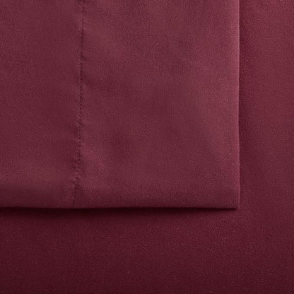 Serta Simply Clean Super Soft Hypoallergenic Stain Resistant Deep Pocket 4 Pieces Solid Bed Sheet Set, Queen, Burgundy