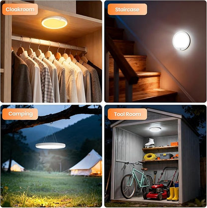 Motion Sensor Light Indoor With Remote Hanging Chain 3 Color Led Lights Magnetic Mount Under Cabinet Lighting USB Rechargeable Metal Chain Night Lamps Battery Operated Wall Light For Camping, Closet