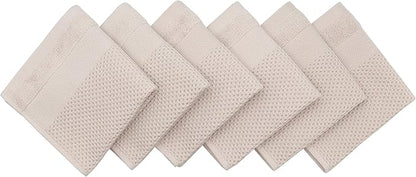 Mia'sDream Cotton Dish Cloths Dish Rags Waffle Weave Kitchen Towel, Soft and Absorbent Dish Towels Hand Towels for Kitchen, 12inchx12inch 6 Pack (Khaki)