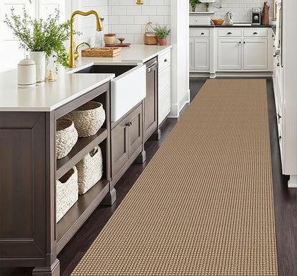 EARTHALL Runner Rug 3x20 Ft Washable Runners for Hallways Extra Long Woven Non Slip Entryway Runner Braided Kitchen Runner Indoor Outdoor Carpet Runners for Hotels, Officel, Stair, Orange/Tan/Brown