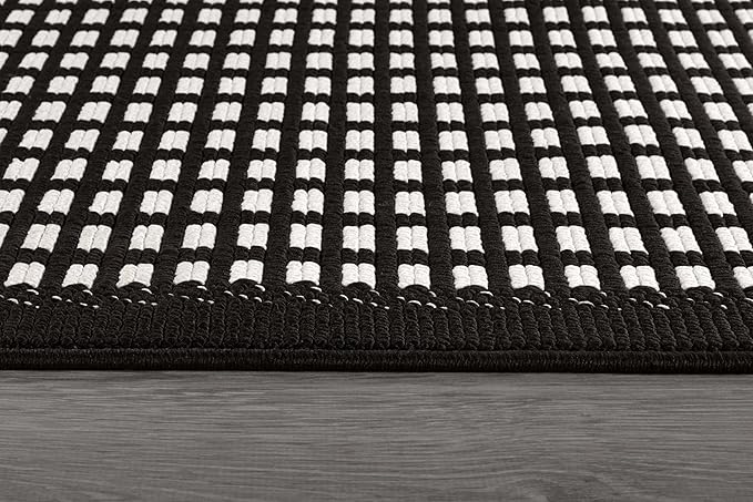 Beverly Rug Micro Loop Area Rug Black/White 5x7 Geometric Modern Luxury Zebra Durable Soft Indoor Rugs for Living Dining Room Office Stain Resistant Non Shedding Casual Indoor Carpet 5 x 7