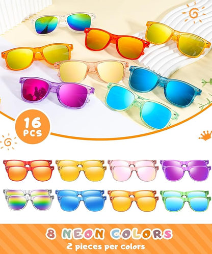 Sumsun Kids Sunglasses Bulk Party Favors, Boys Girls Sunglasses for Kids Age 3-8, UV400 Neon Glasses for Kid Pool Birthday
