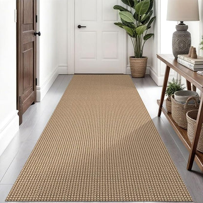 Braided Runner Rug 3x8 Ft Washable Runners for Hallways Non Slip Kitchen Runner Rug Cotton Entryway Runner Indoor, Woven Floor Carpet for Hall Kitchen Bedroom, Orange/Tan/Brown