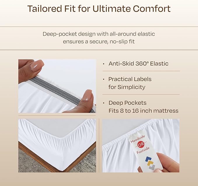 Luxury White California King Size Bed Sheets Set - Buttery Soft 800 Thread Count 100% Cotton Sheets Sateen - Beats Egyptian Claims, Deep Pockets, Durable Bedding Set (White)