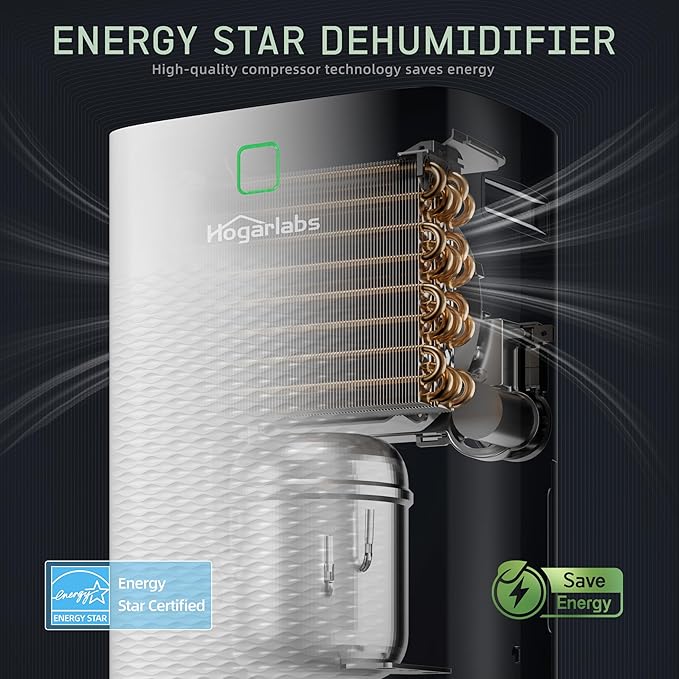 80 Pints Energy Star Dehumidifier Basement Home, Smart Silent Dehumidifier with Drain Hose, 1.32 Gal Water Tank, Intelligent Humidity Control, 24H Timer, for Large Room Bathroom Bedroom