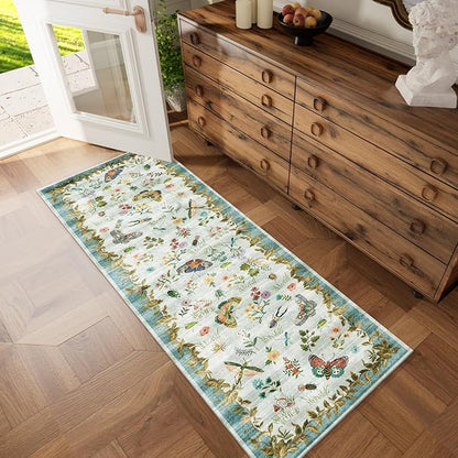 Machine Washable Rug Runners for Hallways: 2'6"x8' Kitchen Runner Stain Resistant Non Slip Low Pile Soft Carpet Runner Rug for Entryway Hallway Indoor Kitchen Beside Bedroom Bathroom Farmhouse