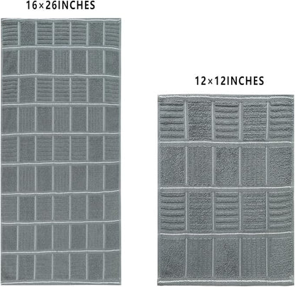 Glynniss Kitchen Towels and Dishcloths Set, Dish Towels and Dish Rags for Washing Dishes, for Cleaning Cooking Drying Pack of 8 (Grey)