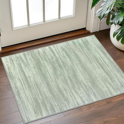KOZYFLY Small Area Rug 2x3 Rug Entryway Rugs Modern Abstract Indoor Non-Slip Machine Washable Rug Green, Dining Room Rug with Soft Low Pile for Living Room Bath Office Small Carpet Floor Mats