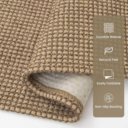 Braided Runner Rug 3x14 Ft Washable Runners for Hallways Non Slip Kitchen Runner Rug Cotton Long Entryway Runner Indoor, Woven Carpet for Hall Stair Entryway, Orange/Tan/Brown