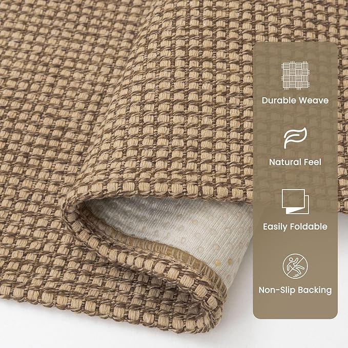 Braided Runner Rug 3x12 Ft Washable Runners for Hallways Non Slip Kitchen Runner Rug Cotton Long Entryway Runner Indoor, Woven Carpet for Hall Kitchen Entryway, Orange/Tan/Brown