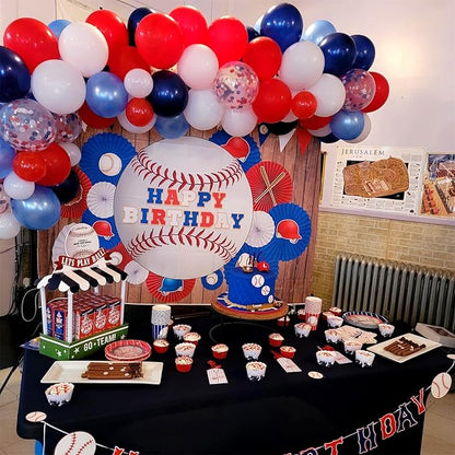 Red White Blue Balloons, 60pcs Pearl Navy Light Blue Matte Red White Confetti Helium Latex Balloons for Patriotic Veterans Memorial Day Baseball Nautical Theme Birthday Baby Shower Party Decorations