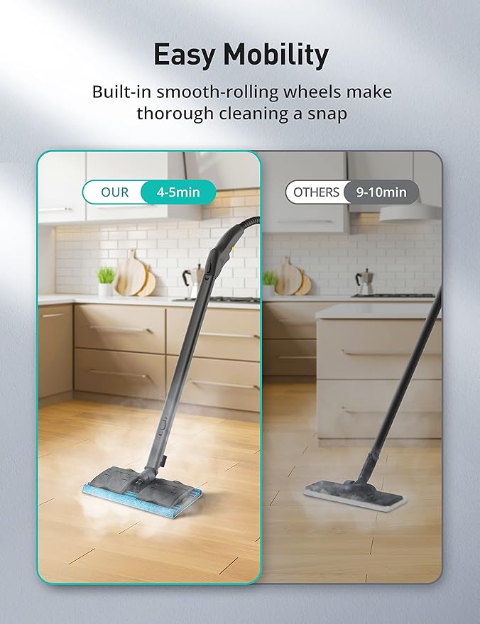 Handheld Steam Cleaner Floor, 293°F 58 PSI Powerful Multipurpose Steam Mop for Home Use, 50Oz Capacity, Heavy Duty Steamer for Carpets, Handheld Steamers, Floors, Cars, Tiles, Crack Cleaning, Titanium