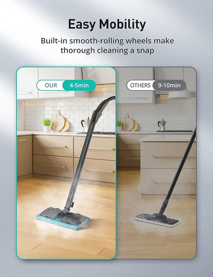 Handheld Steam Cleaner Floor, 293°F 58 PSI Powerful Multipurpose Steam Mop for Home Use, 50Oz Capacity, Heavy Duty Steamer for Carpets, Handheld Steamers, Floors, Cars, Tiles, Crack Cleaning, Titanium