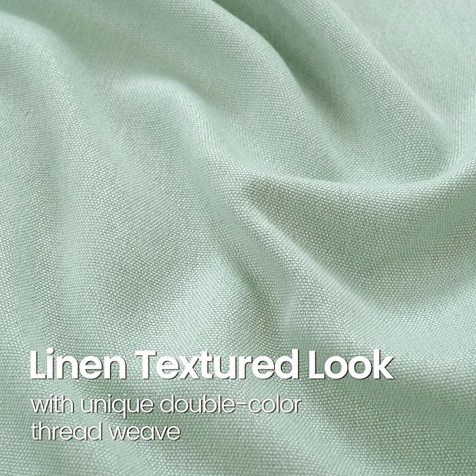 BGment Sage Green Linen Curtains 63 Inch Length 2 Panels Set No See Through, Grommet Light Filtering Textured Drapes Privacy for Bedroom Living Room Farmhouse Spring Decor, Each 52 Inch Wide