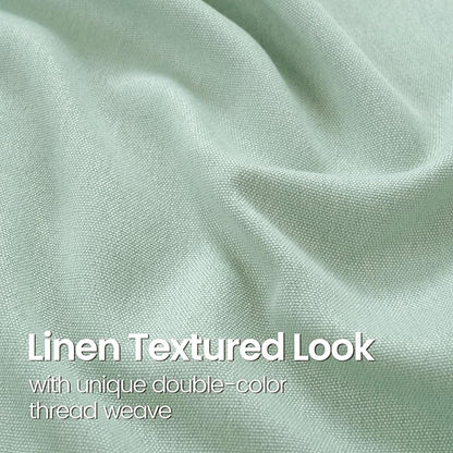 BGment Sage Green Linen Curtains 63 Inch Length 2 Panels Set No See Through, Grommet Light Filtering Textured Drapes Privacy for Bedroom Living Room Farmhouse Spring Decor, Each 52 Inch Wide