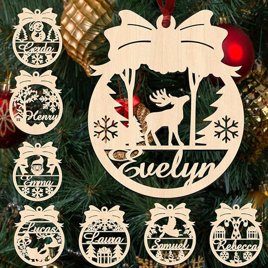Personalized Ornaments with Names Customized Wooden Christmas Ornament Custom Customizable Ornaments Customize for Christmas Tree Decorations