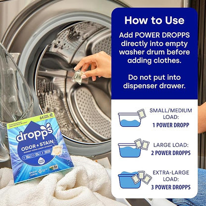 Dropps Odor & Stain Biobased Power Laundry Detergent Pods, Orange Blossom HE Compatible Laundry Pods for Fresh Clothes – Laundry Soap Supplies & Recyclable Paperboard Packaging