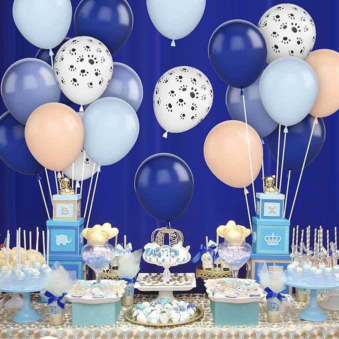 Dog Paw Printe Balloons, 12 Inch Dog Paw Print Balloon, Haze Gray Blue Latex Balloons for Puppy Paw Themed Boys Girls Kids Birthday Baby Shower Party Decor Supplies