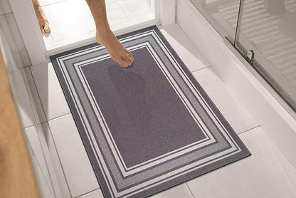 Modern Bordered Non Slip Indoor Runner Rugs for Living Room 2x3 Area Rugs for Kitchen, Rug for Bedroom, and Hallway, Stain Resistant Easy Cleaning Non Shedding Gray 2 x 3