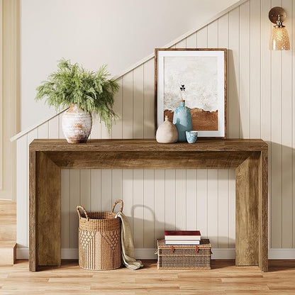 Tribesigns Farmhouse Console Table, 55-Inch Wooden Sofa Table with Storage for Entryway, Foyer, Hallway, Living Room, Easy Assembly (Rustic Brown)