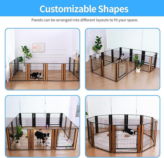 Heavy Duty Dog Playpen 32 Inch Height - Indoor Outdoor Pet Fence Enclosure for Medium and Small Dogs - Foldable Puppy Exercise Pen for Indoor and RV Camping or Yard (8 Panels, 32" H (White))