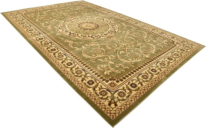 Rugs.com Chateau Collection Rug – 10x16 Light Green Medium-Pile Rug Perfect for Living Rooms, Large Dining Rooms, Open Floorplans