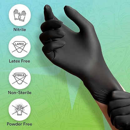 Black Medium Nitrile Gloves Case of 1000 - Medical Grade - Latex-Free, Powder-Free - Disposable Nitrile Gloves - Medical Exam, Lab, and Industrial Use