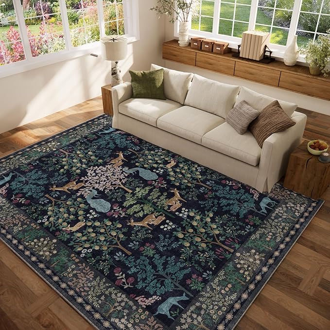 6x9 Area Rugs for Living Room: Washable Bedroom Rug Stain Resistant Non Slip Low Pile Lightweight Soft Carpet Rugs for Dining Room Kitchen Nursery Kids Room Playroom Home Office Indoor