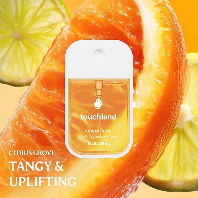 Touchland Power Mist Hydrating Hand Sanitizer Spray, FRESH 5 Set (Mint, Citrus, Lemon Lime, Aloe, Watermelon), 1 FL. OZ. Travel Size (Set of 5)
