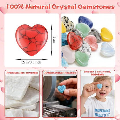 12 Pack Valentine’s Day Gifts for Kids, Valentine’s Day Cards with Heart-Shaped Crystal Gemstones for School Classroom Exchange, Valentine Party Favors&Goody Bag Fillers for Girls and Boys Ages 4–12