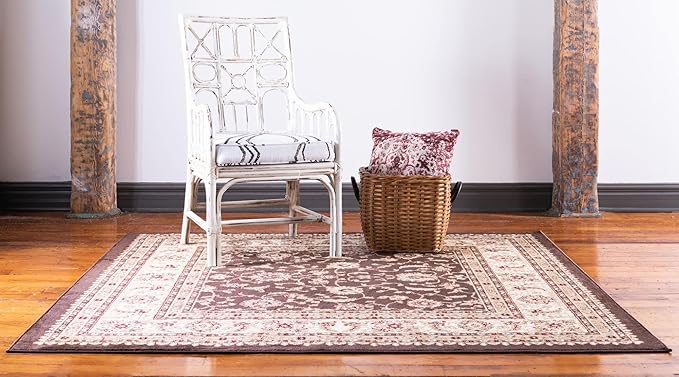 Rugs.com Aditi Collection Rug – 10 Ft Square Brown Low Rug Perfect for Living Rooms, Kitchens, Entryways
