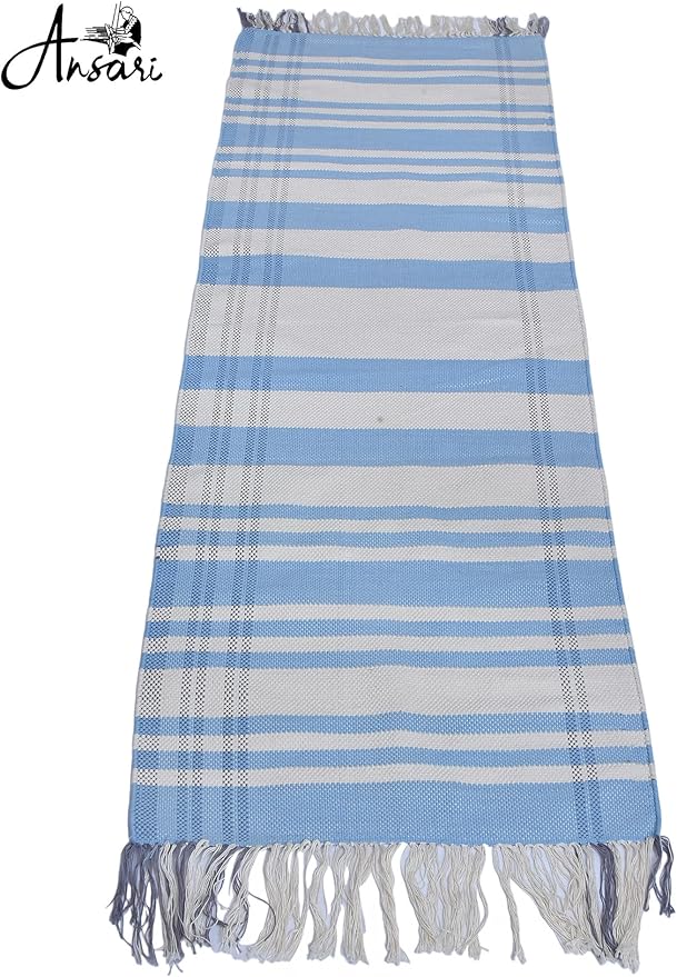 Craftyansari Handwoven Cotton Yoga Mat, Natural, 72 x 24 Inches, Fair Trade, Soft Absorbent Surface for Exercise, Workout, Meditation