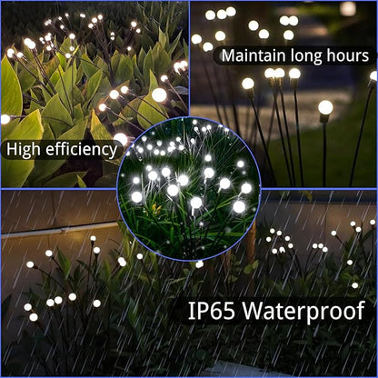 OZS 2 Pack Total 16 LED Solar Garden Lights Fairy Outdoor - Solar Firefly Lights Outdoor, Sway by Wind, Waterproof for Garden Patio Pathway Fairy Decoration (Cool White)