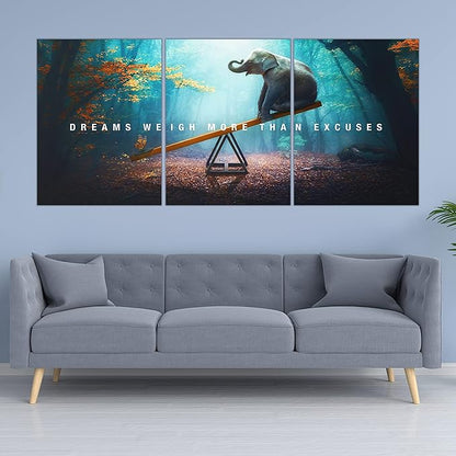 Yetaryy Motivational Poster Inspirational Wall Art 3 Pieces Canvas Painting Lion Artwork for Living Room Office Modern Home Decor Prints Pictures Wall Decor Framed Ready to Hang [72''Wx 36''H]